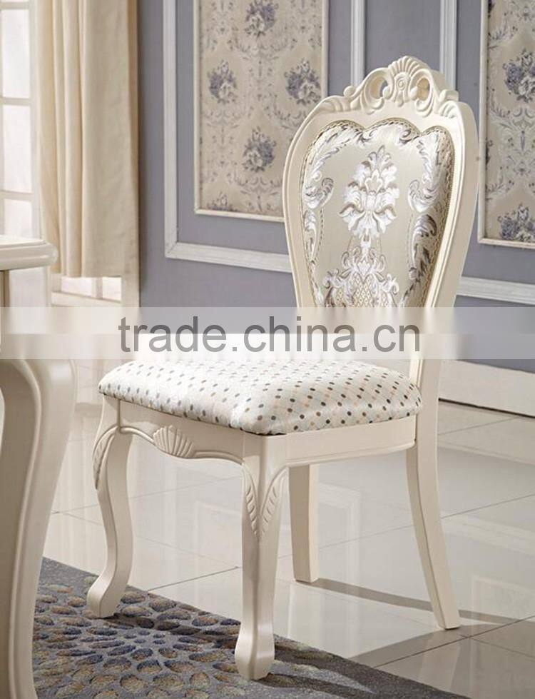 Home dining room furniture luxury european style wooden dining chair in fabric design