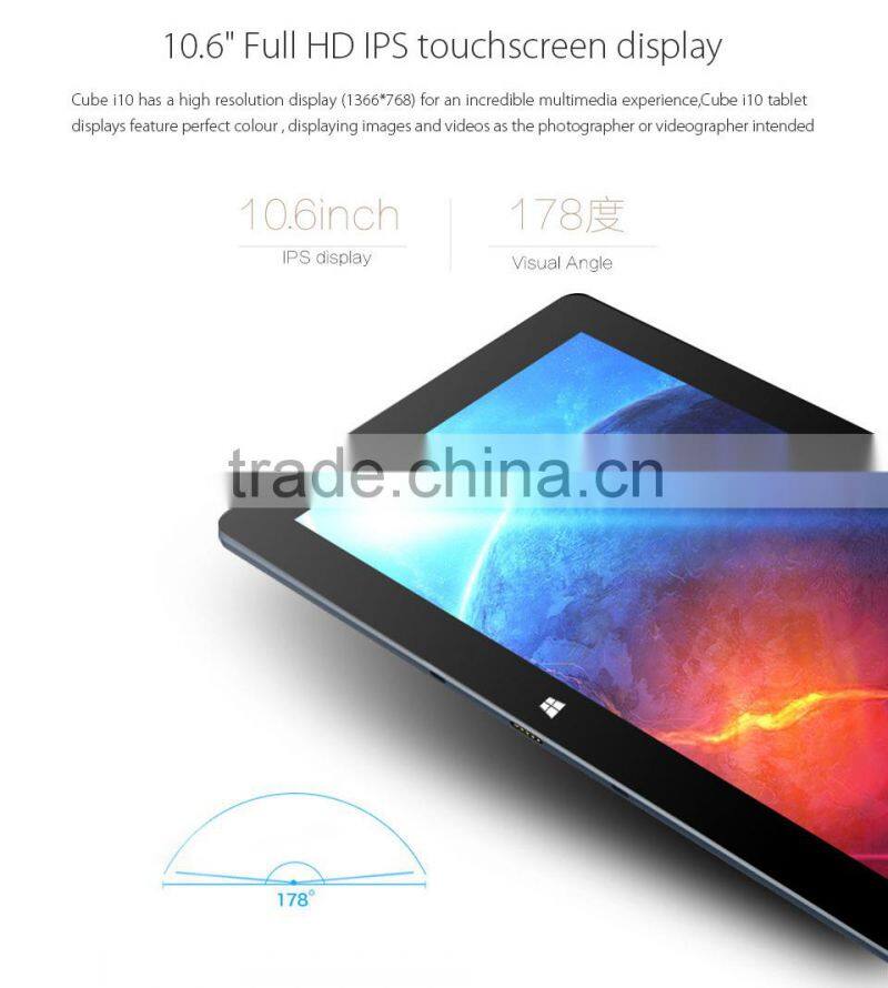 10.6 inch Dual boot Windows10 Android 4.4 Tablet pc CUBE I10