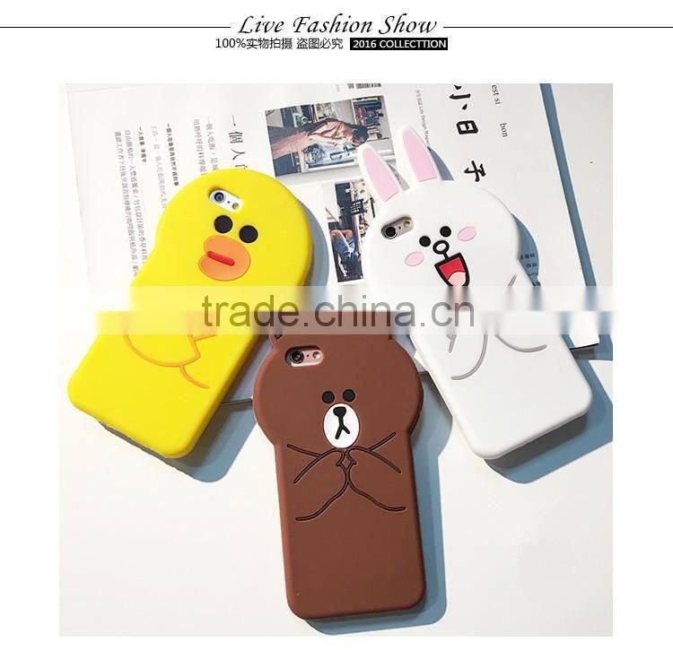 Fashion Korea 3D Cute Lovely Cartoon Lover Bear Rabbit Chicken Soft Silicone Shockproof Phone Protector Case for iPhone6 6s Plus