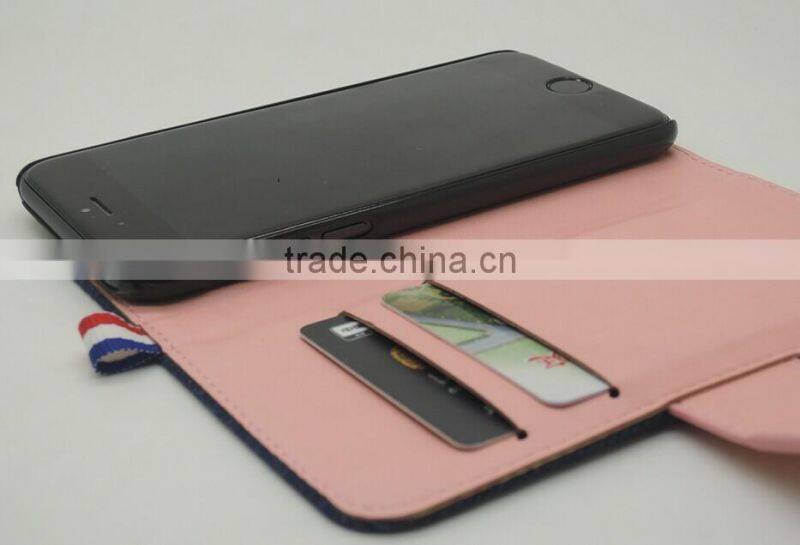 high quality card holder Jean & leather case for iphone 6