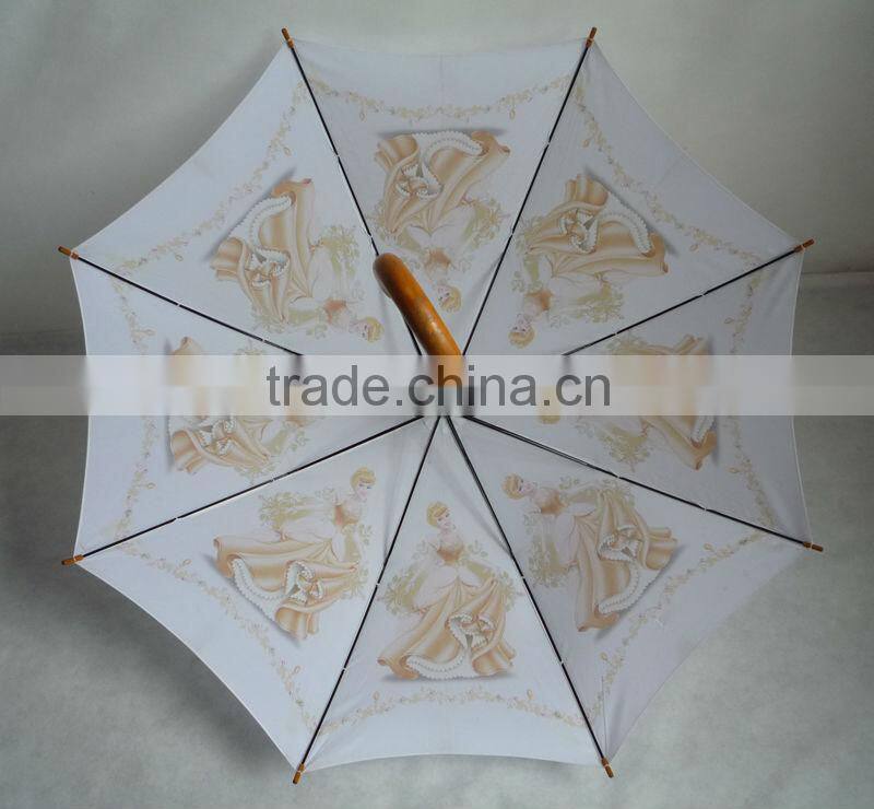Promotional picture printing umbrella wooden umbrella