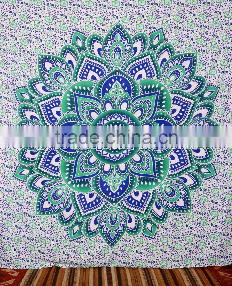Ethnic Psychedelic Indian Ombre Mandala Lotus Wall Art Hippie Bohemian Wall Hanging Tapestry