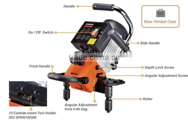 Portable electric plate & pipe beveling machine