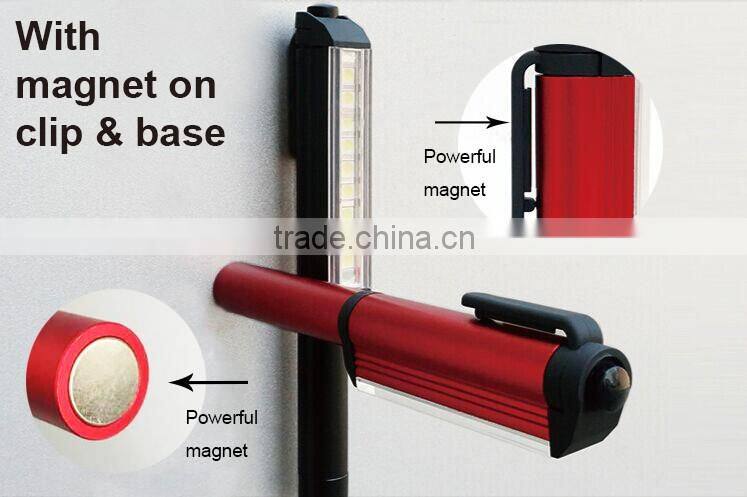 9 pcs SMD with magnetic clip and bottom magnet pen light led pen torch