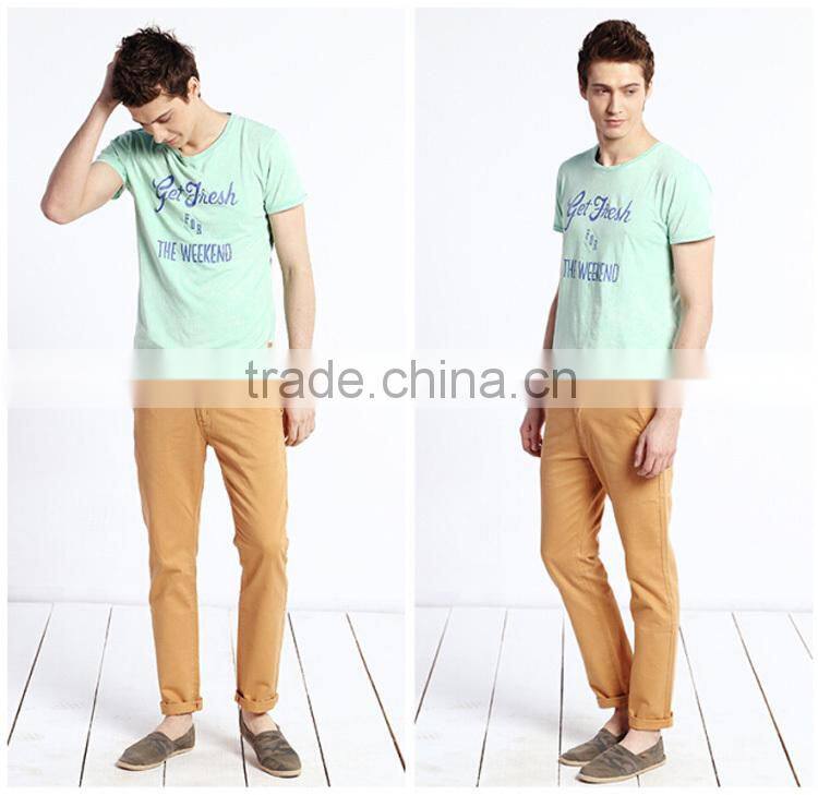 2015 latest design mens chinos slim fit 100% cotton casual pants