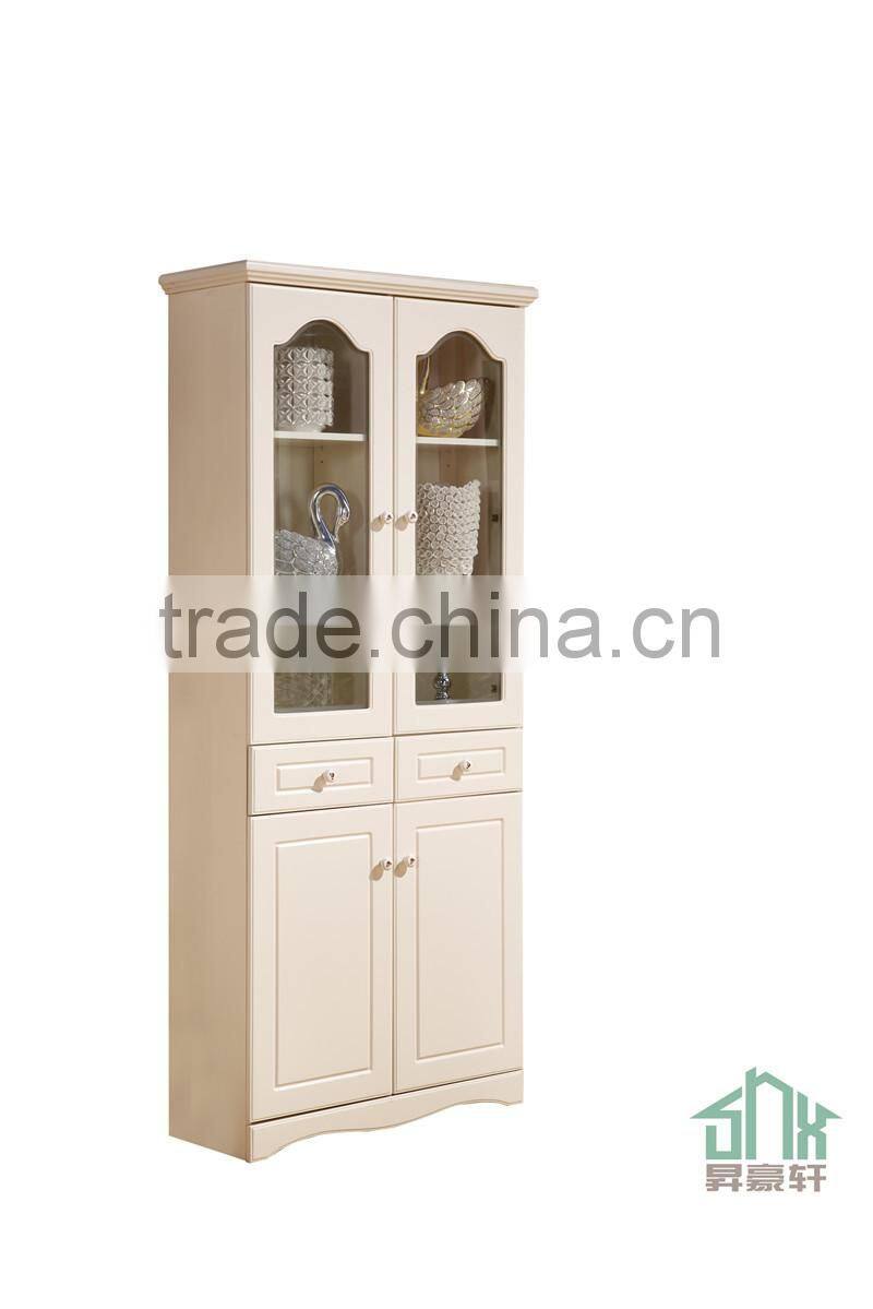White Antique Bookcase With Glass Doors HA-C# Design In Book Shelf Cabinet Two Doors Corner Bookcase