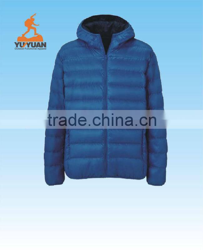 Slim fit style mens winter down coat jacket with hood