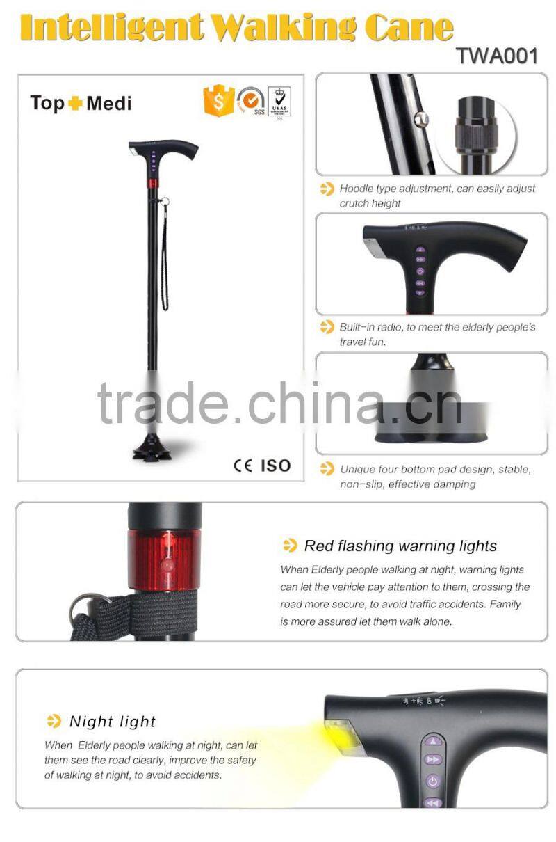 folding walking stick with led light,adjustable walking stick for old people,foldable walking stick with flashlight