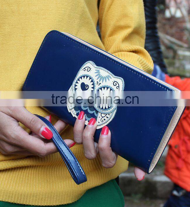 New Fashion Pu Leather Wallet Women And Girl Cute Owl Wallet Purse Handbag 2015