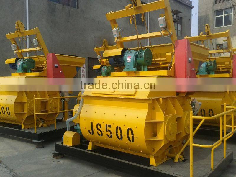 Double horizontal shaft compulsory JS500 concrete mixer (skype:mayjoy46)