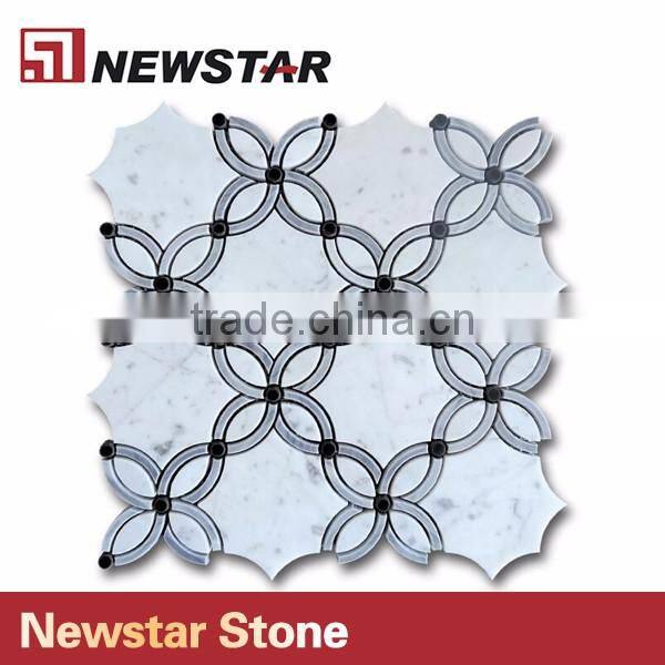 Newstar Hot Saling Italian White Carrrara Marble Flower Shape Mosaic