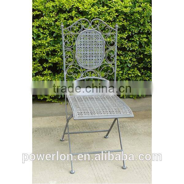 POWERLON Archaize gray vintage 2 seater patio set folding table and chairs antirust outdoor furniture