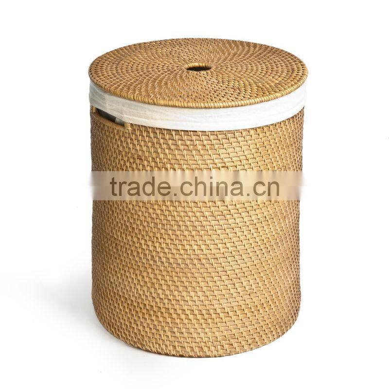 Hand Woven Rattan Laundry Hamper, Natural