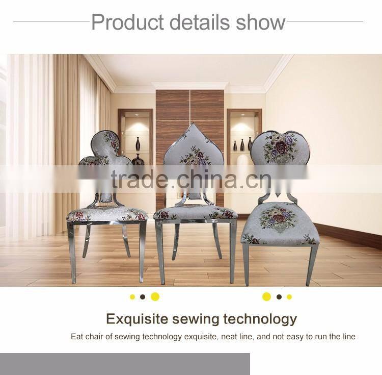 High grade stainless steel heart design dining chair