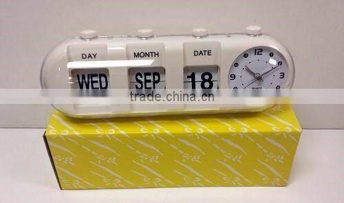 Flip-Date Retro Alarm Clock With Calendar/date table clock/table alarm clock