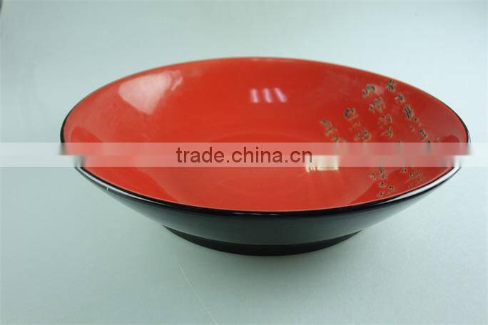Ceramic stoneware Red & black glazed japanese noodle bowl 14 inch soup bowls and plates