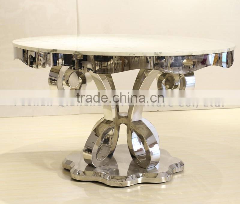 Foshan furniture market round dining table marble from india stainless tables furniture