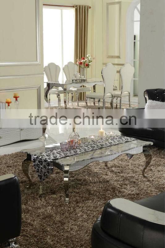 marble top stainless steel leg coffee table side table B105