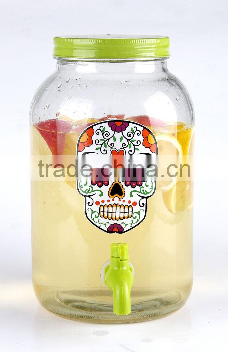 Best Party Use Skull Decal Dispenser Set with Lid and Tap