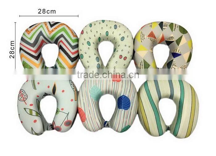 Polyester Microbeads U Shape Neck Pillow Stripe Transfer Printing Massage Memory Comfortable Travel Pillow