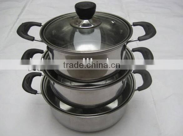 Double ear capsuled bottom stainless steel cookware cooking pot