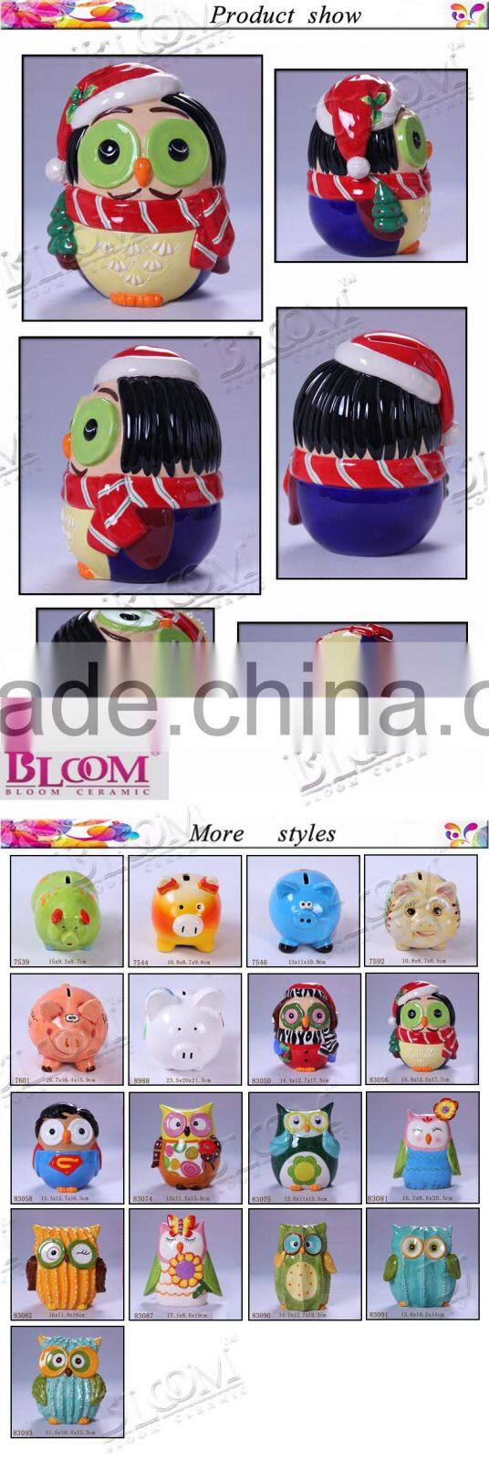 cute small figurines decoration ceramic coin saving box