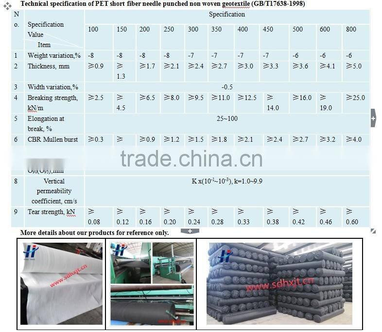 white color polyester short fiber non woven geotextile