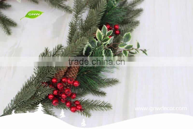 GNW CHGR-1607018 High quality Tinsel christmas garland with red berry for christmas tree decoration