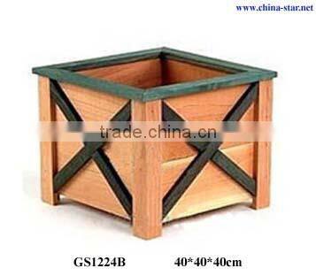 square large wood planter for garden outdoor