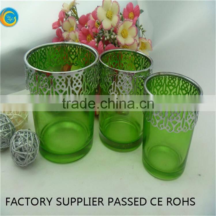 Silver colourful wedding decoration ideas spray glass candlestick holders