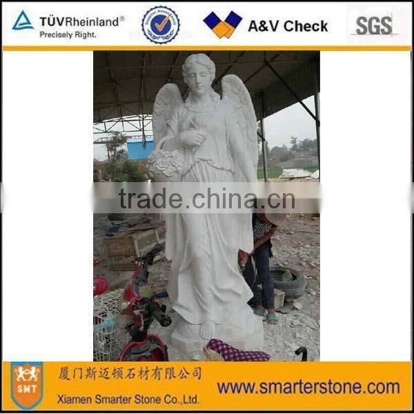 White Stone Angel Statue, Marble Statue Carving, Beautiful Lady Statue