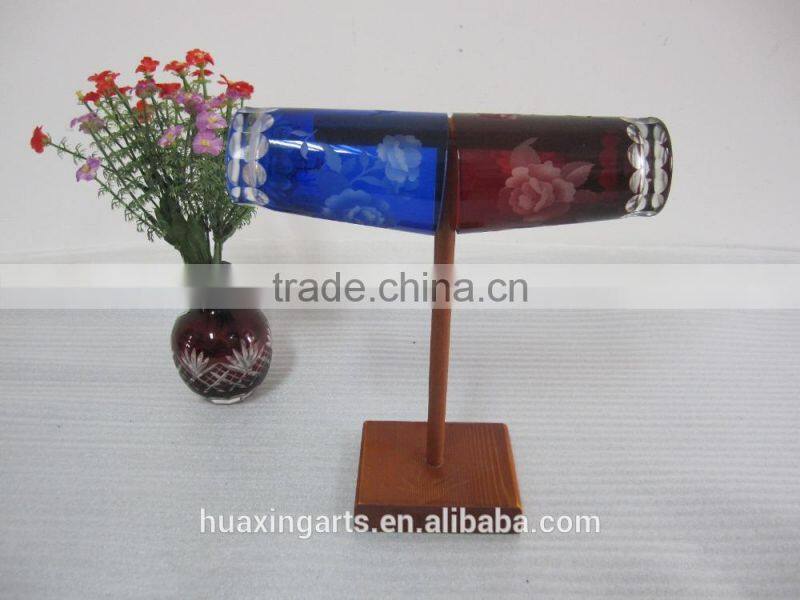 Wooden exquisite handcraft hanging glass shelves wooden shelves