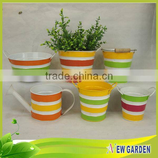 Anti-corrosion Home & garden decor stripe metal flat flower pot