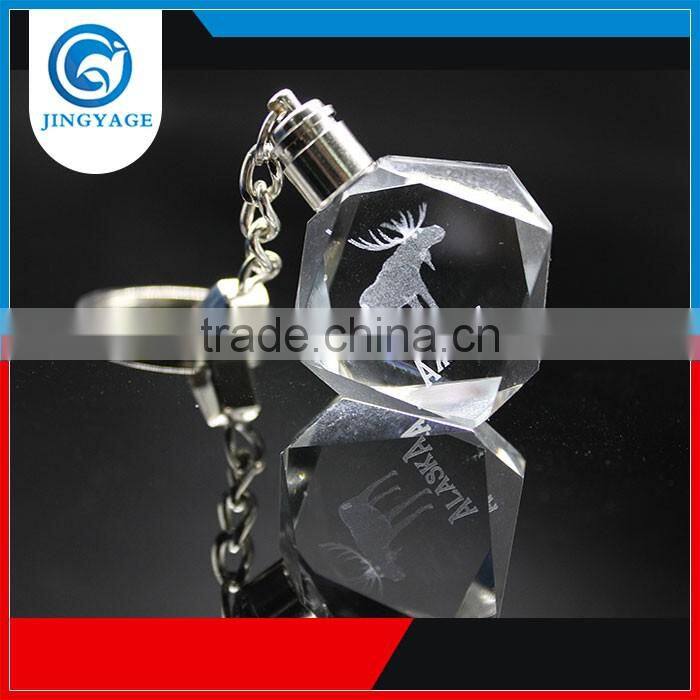 3D Laser Engraved Animal Round Crystal Key chains Souvenir Gifts