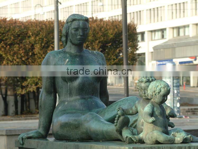 garden decoration metal craft norway mother and child bronze statue
