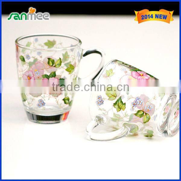New Style Straight Colored Drinking Glass Cup With Handle