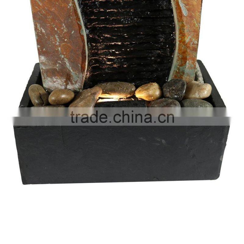 Bending Slate Tabletop Water Fountain with LED Light
