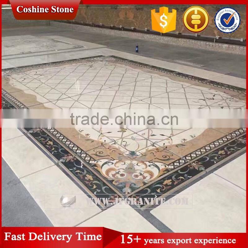 Jianfa flower design water jet marble tile floor medallions
