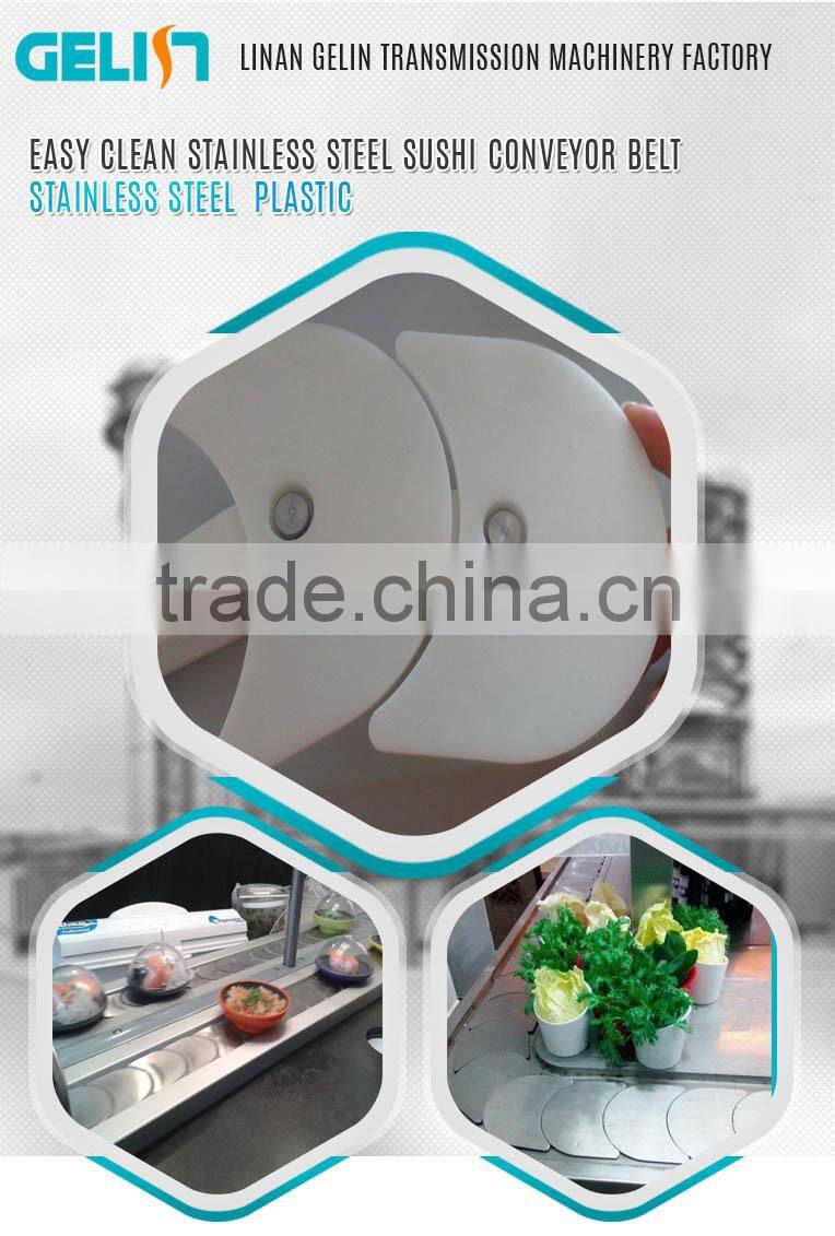 Easy clean POM plastic or stainless steel plate sushi conveyor belt for food
