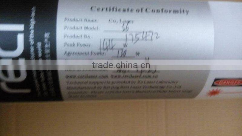 90W 2015 NEW RECI CO2 LASER TUBE S2 PEAK POWER 110W 1200mm length 80mm dia 300 days warranty