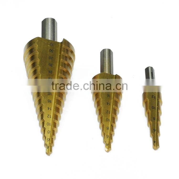 Striaght flute Tin coated 4-20mm HSS6542 step drill set