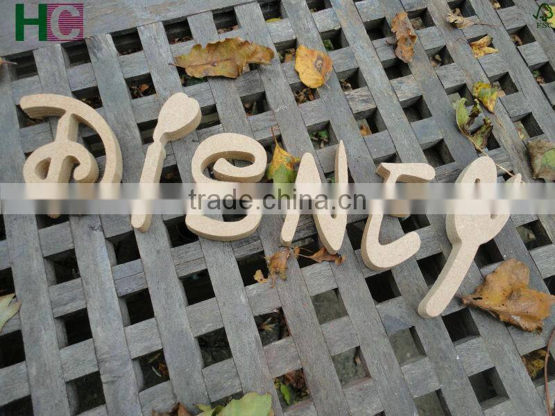 wood word sticker, wood letters natural