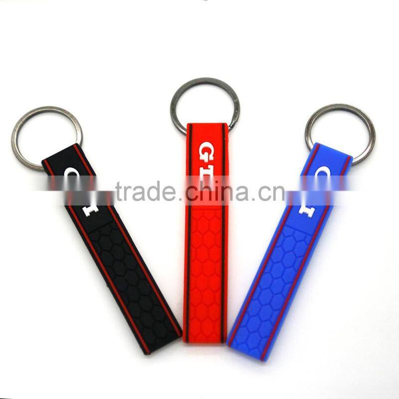 Hot selling soft pvc rubbe key rings silicone key chain for Golf GTI