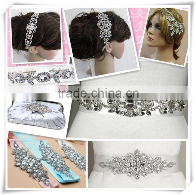 Bridal crystal & pearl sash rhinestone embellished wedding belt WRE-117