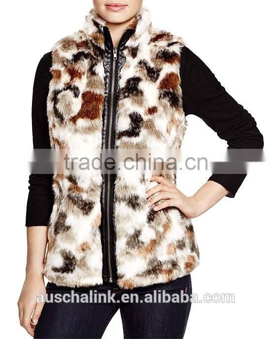 OEM service outdoor lady keep warm wholesale faux fur vest