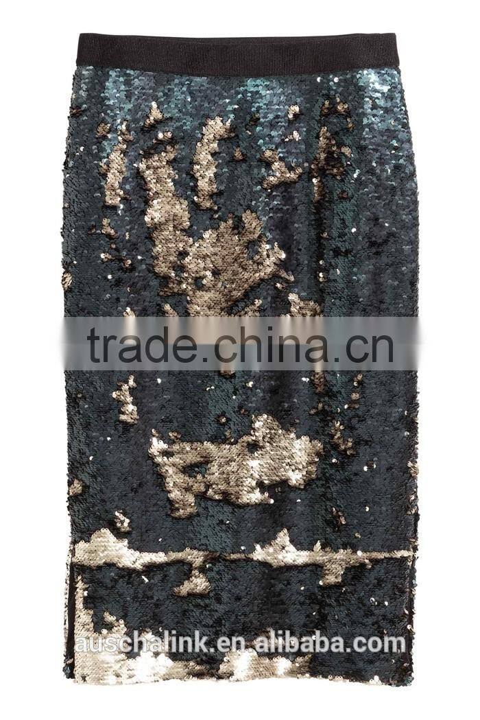 new arrival lady knee length fancy sequin skirt wholesale