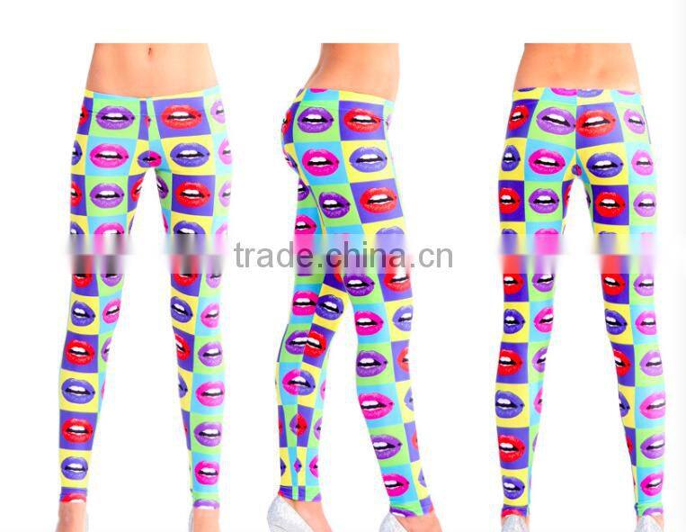 custom women gym shorts and tops dry fit and skinny polyester AOP F/L legging