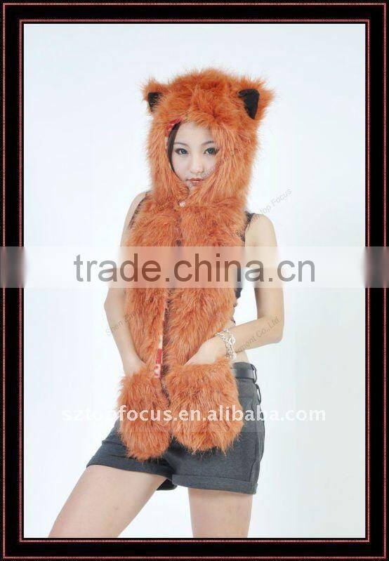 FURRY HATS WITH PAWS GOLD WOLF