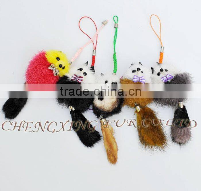 CX-P-24 Large Size Mink Fur Mobile Phone Promotional Key Ring