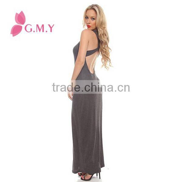 Women scoop neck racer back sleeveless casual dress strechy long maxi dress